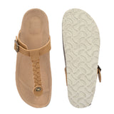 Brown Women's casual flat heel slip-on sandal
