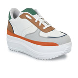 Colourful High Heel Platform Casual Lace-Up Sneakers