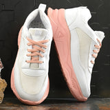 Light Pink Casual Lace-Up Trendy Sneakers