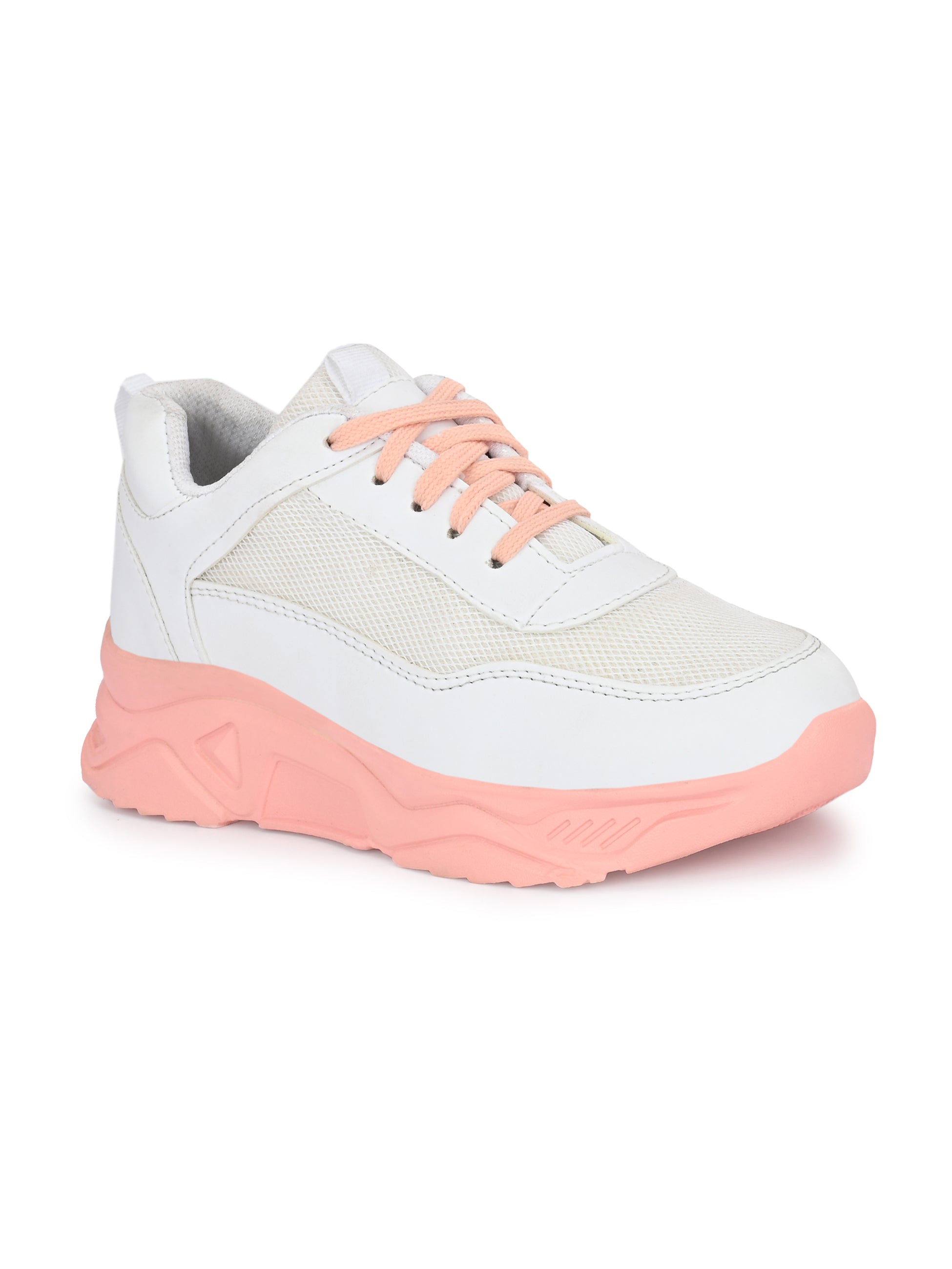 Light Pink Casual Lace-Up Trendy Sneakers