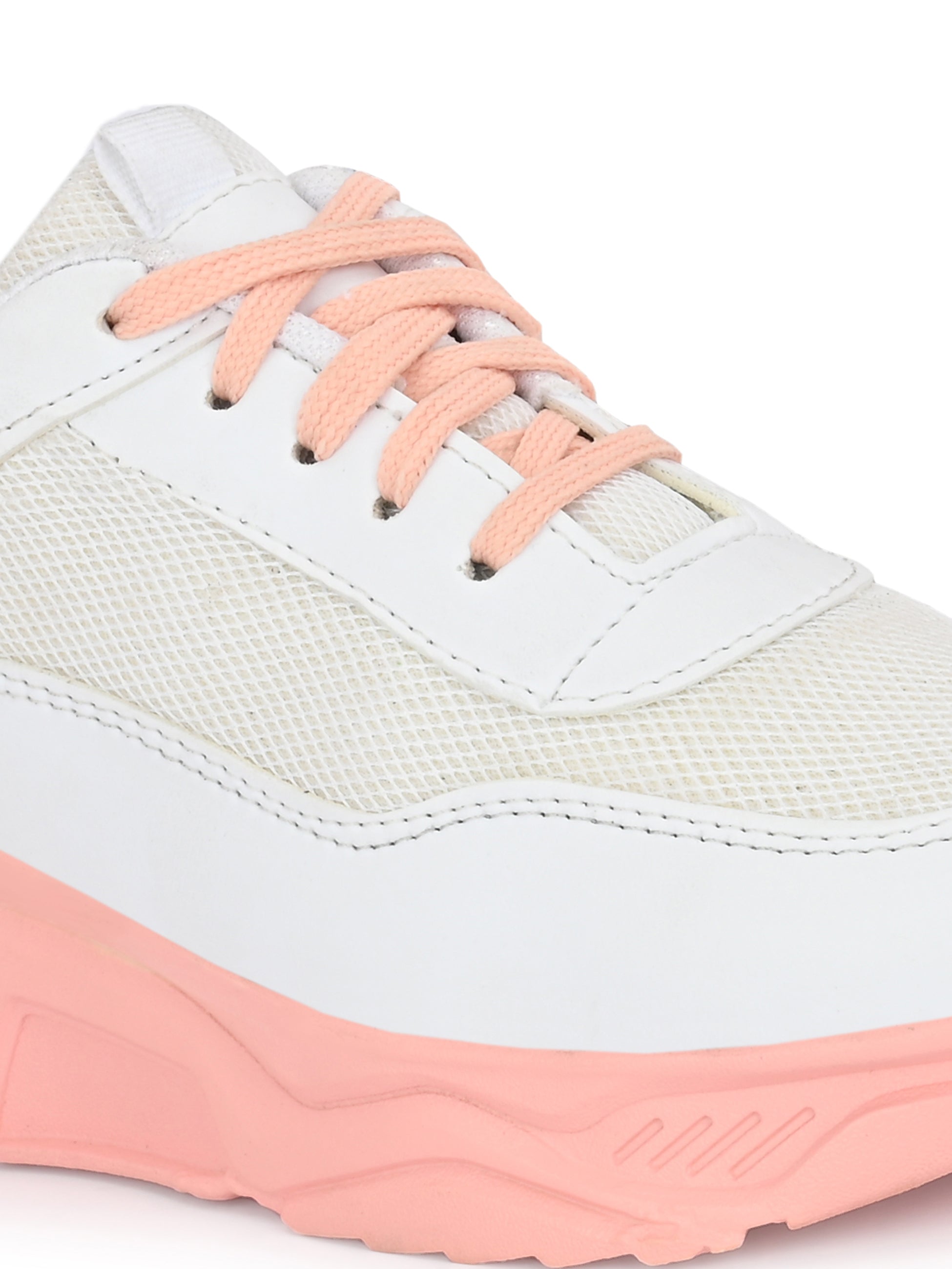 Light Pink Casual Lace-Up Trendy Sneakers
