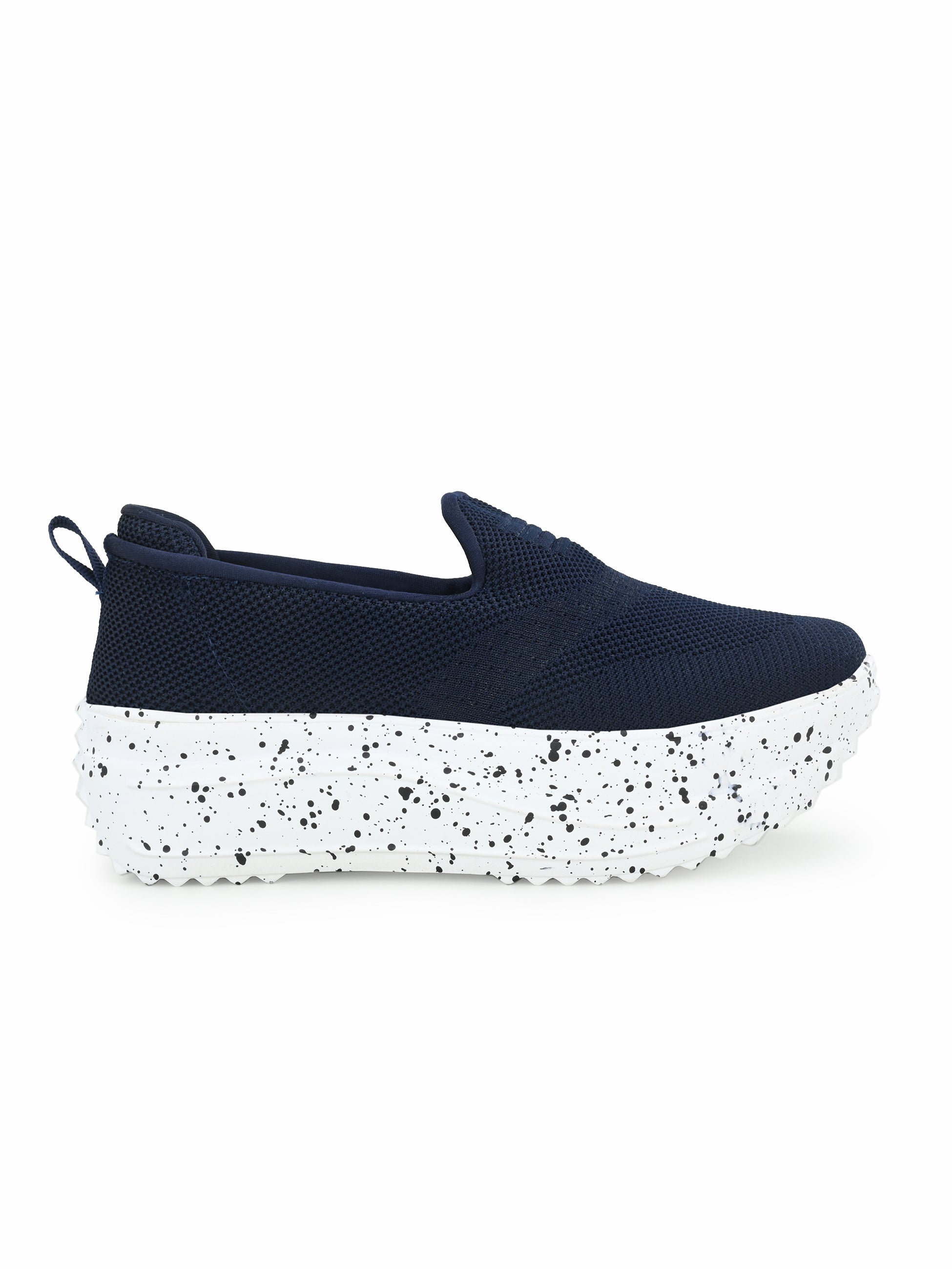 Navy Blue Net Slip-On Sneakers