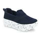 Navy Blue Net Slip-On Sneakers