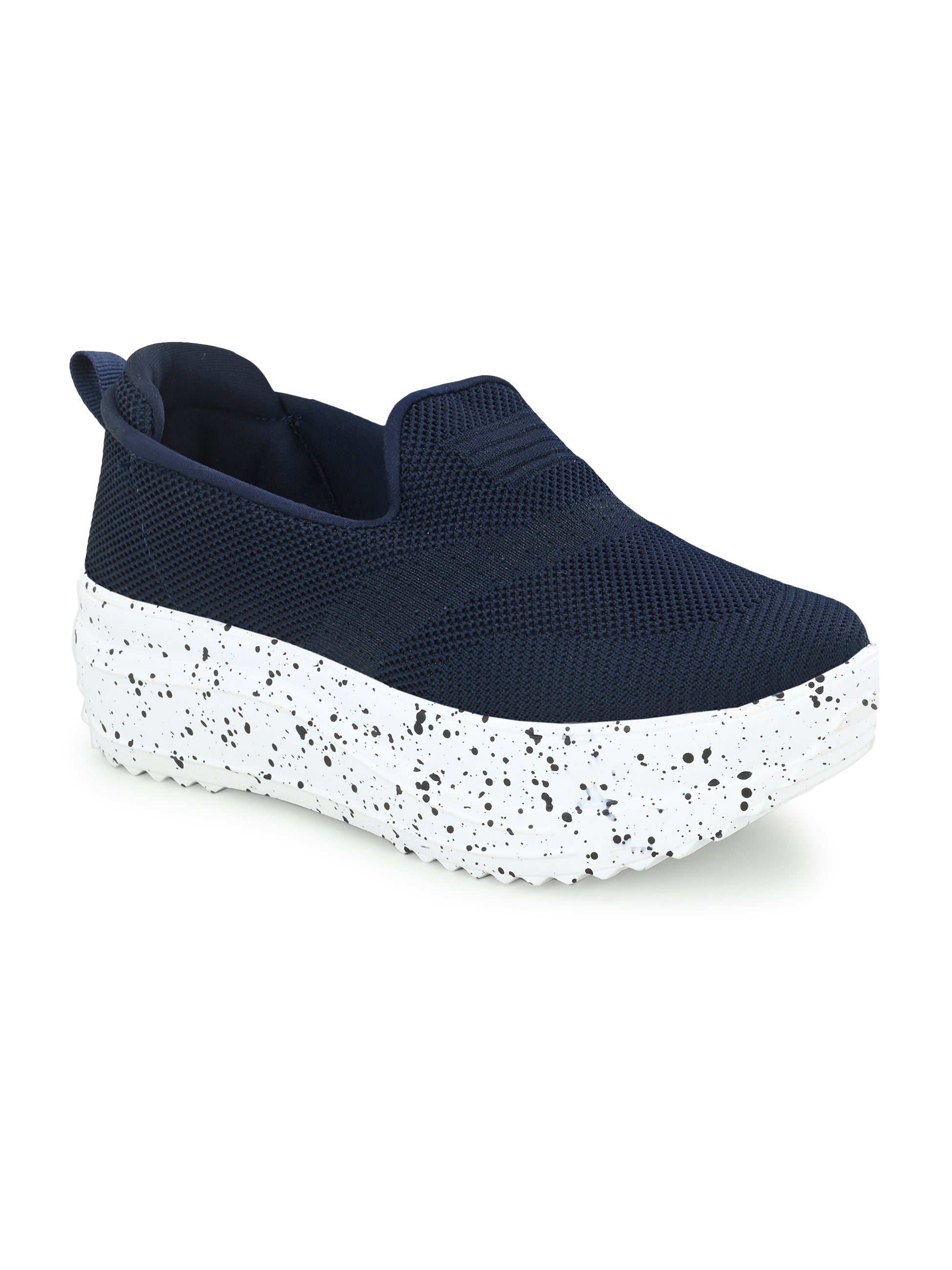Navy Blue Net Slip-On Sneakers