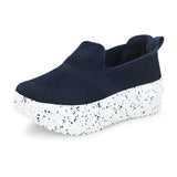 Navy Blue Net Slip-On Sneakers