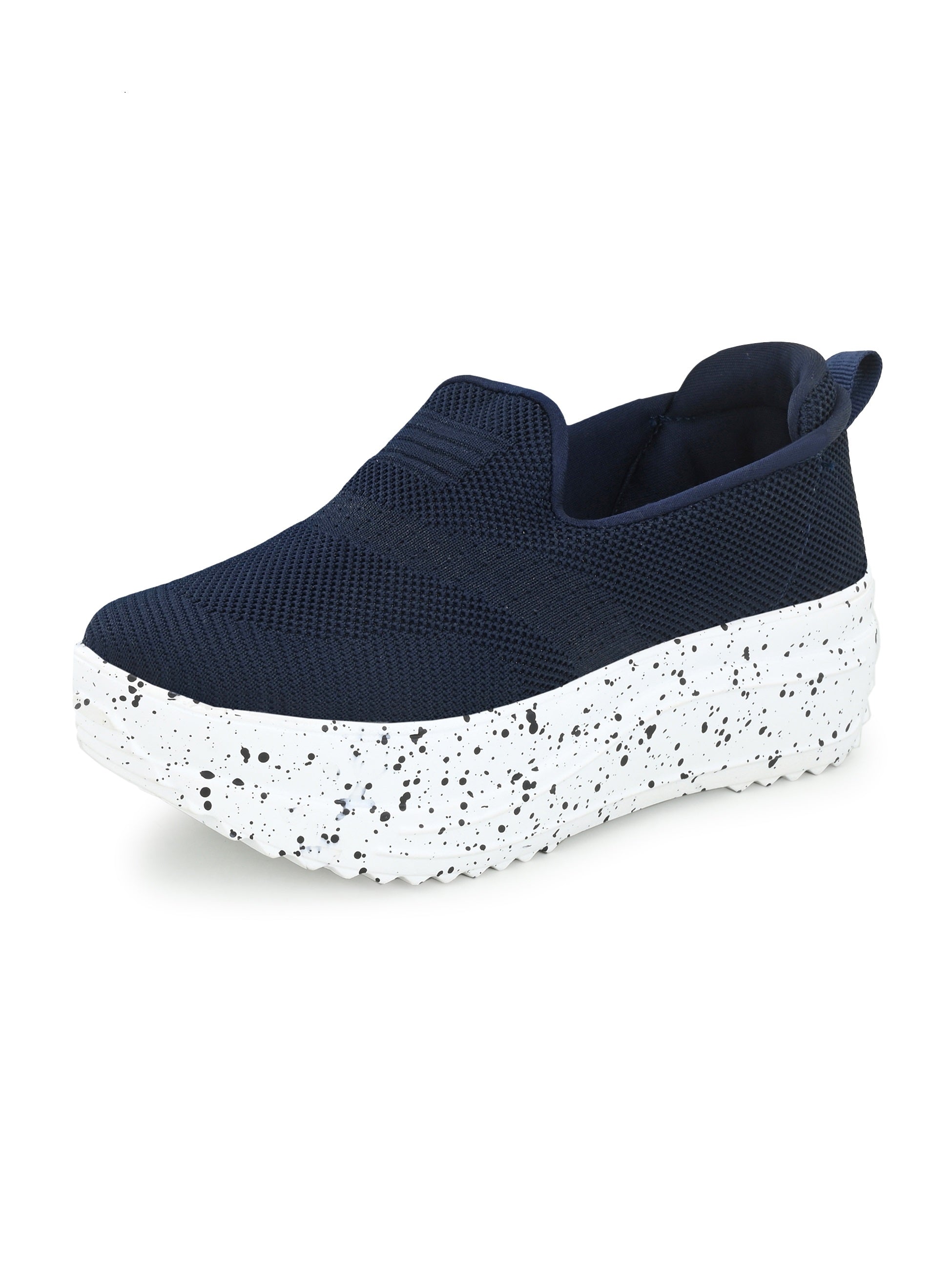 Navy Blue Net Slip-On Sneakers
