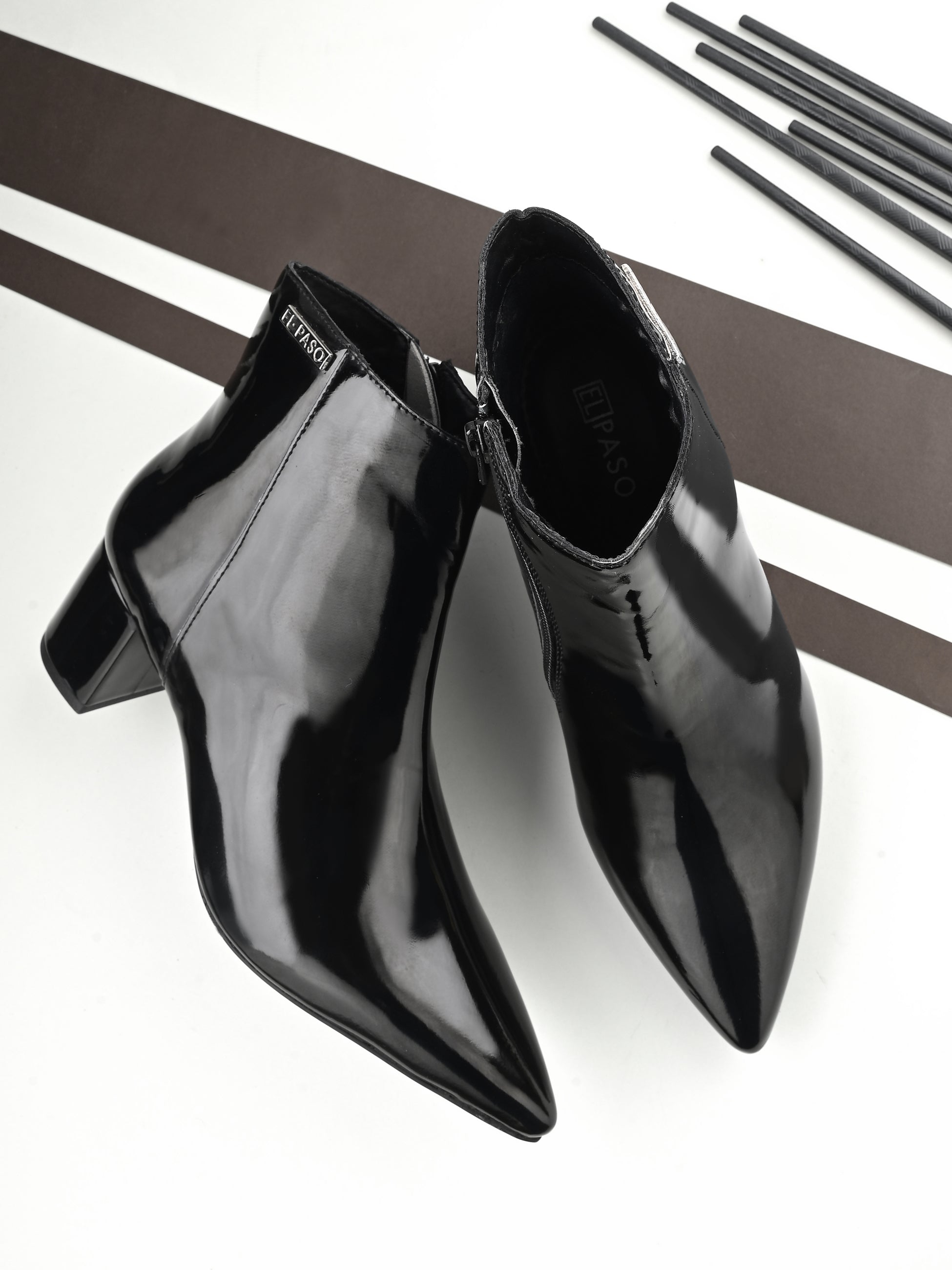 Pointed Toe Black Heel Boots For Women
