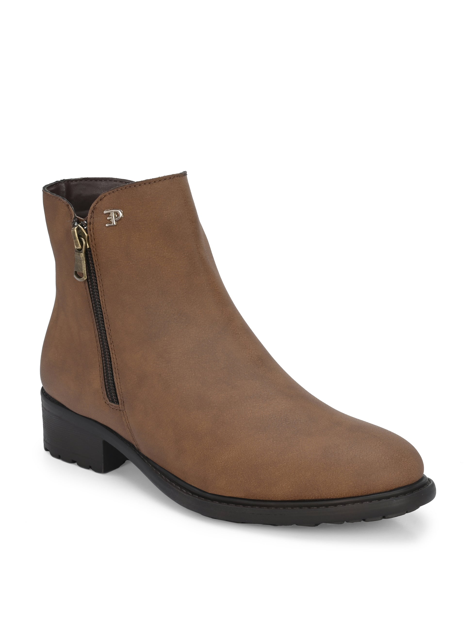 Classic Brown Zip-Closure Boots For Women