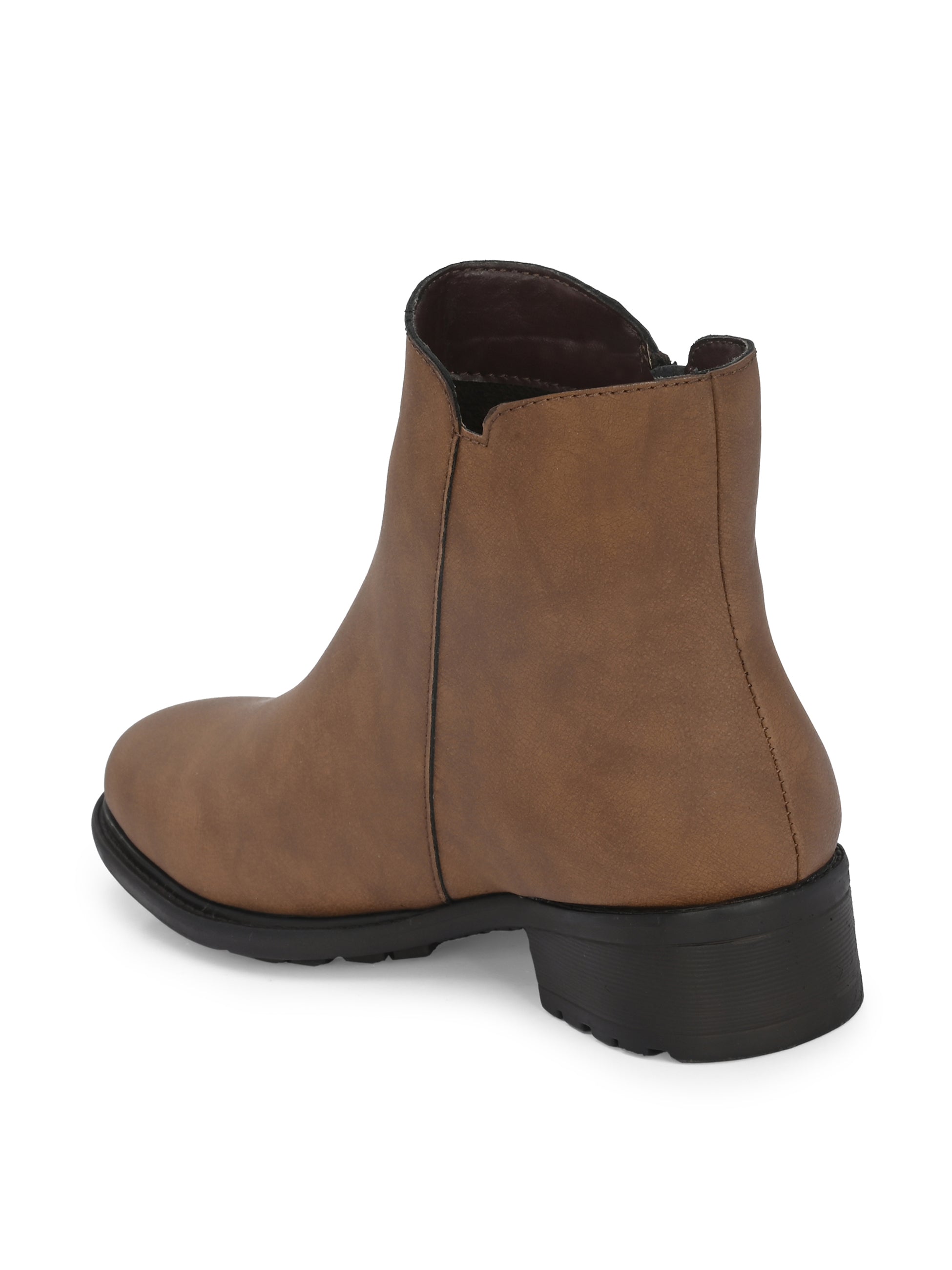 Classic Brown Zip-Closure Boots For Women