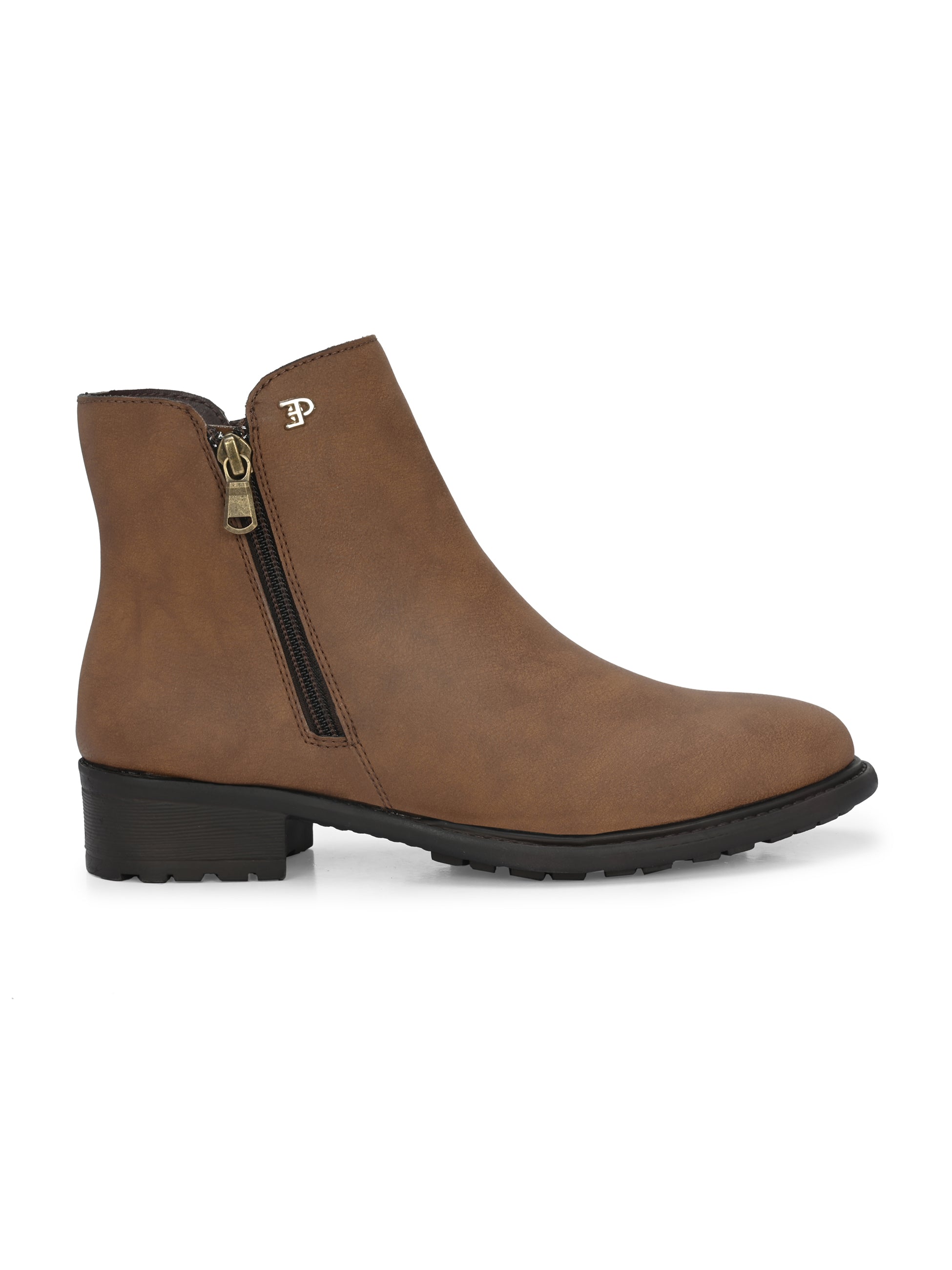Classic Brown Zip-Closure Boots For Women