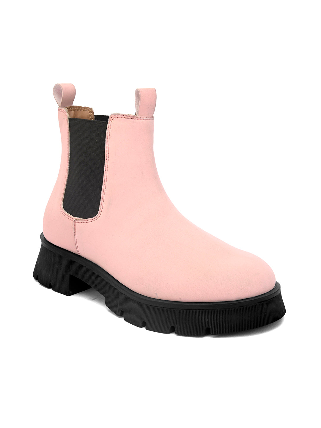 Pink Chelsea Slip-On Boots For Women