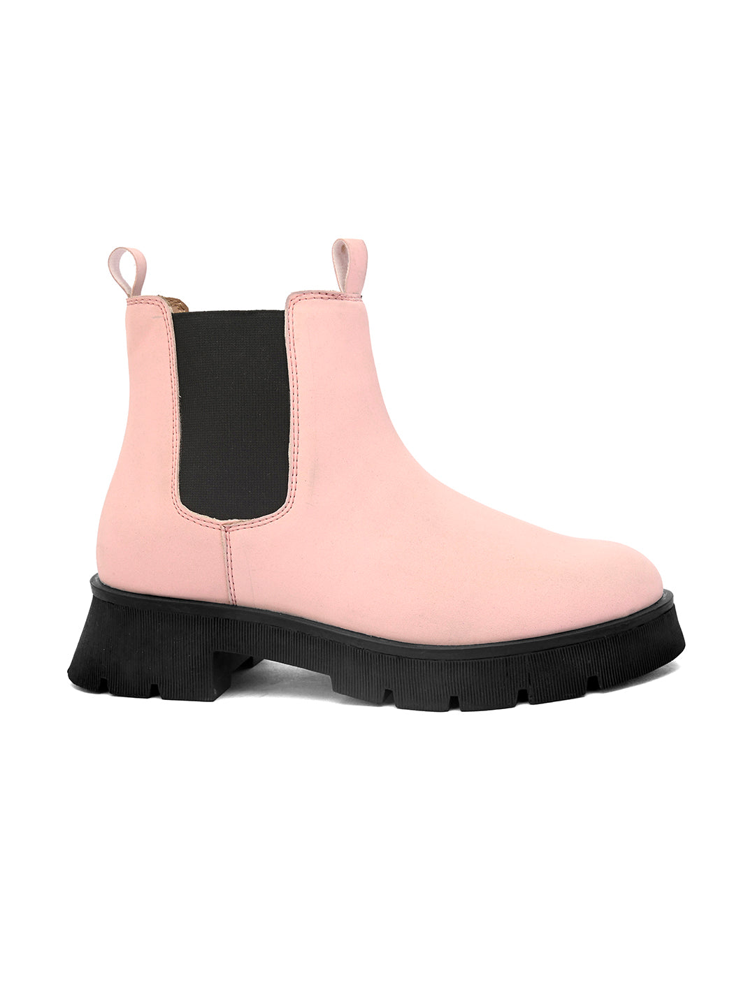 Pink Chelsea Slip-On Boots For Women