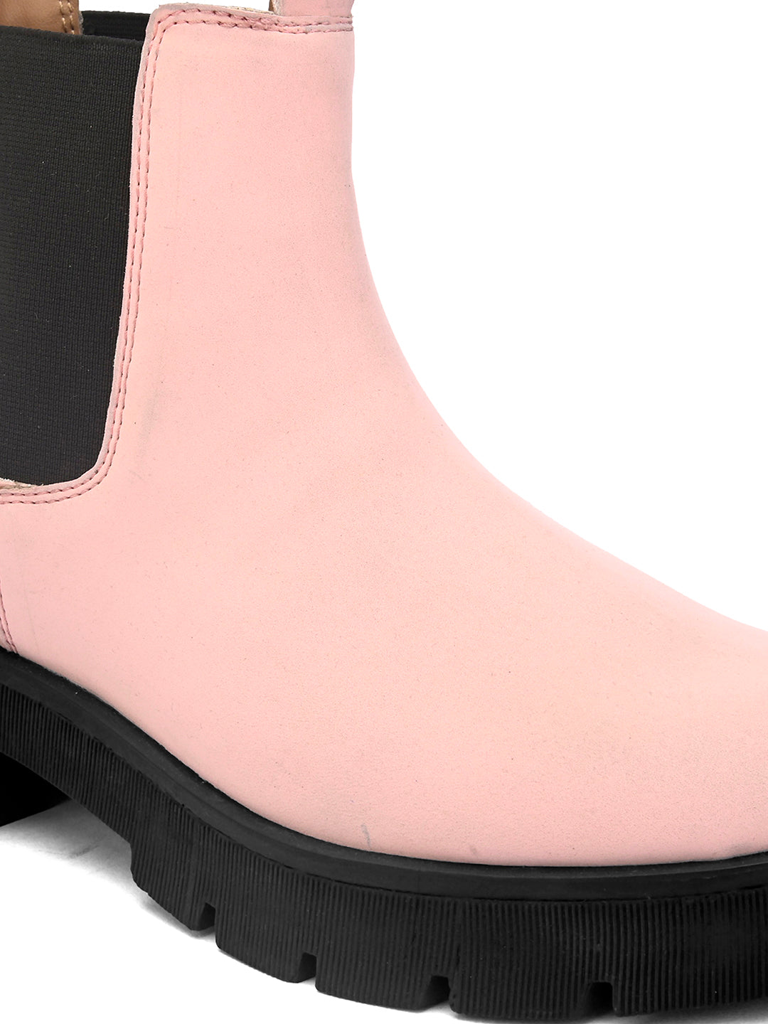 Pink Chelsea Slip-On Boots For Women
