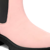 Pink Chelsea Slip-On Boots For Women