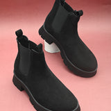 Black Chelsea Slip-On Boots For Women