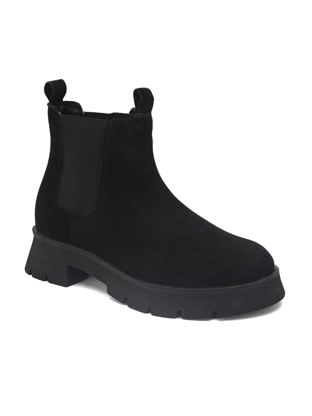 Black Chelsea Slip-On Boots For Women