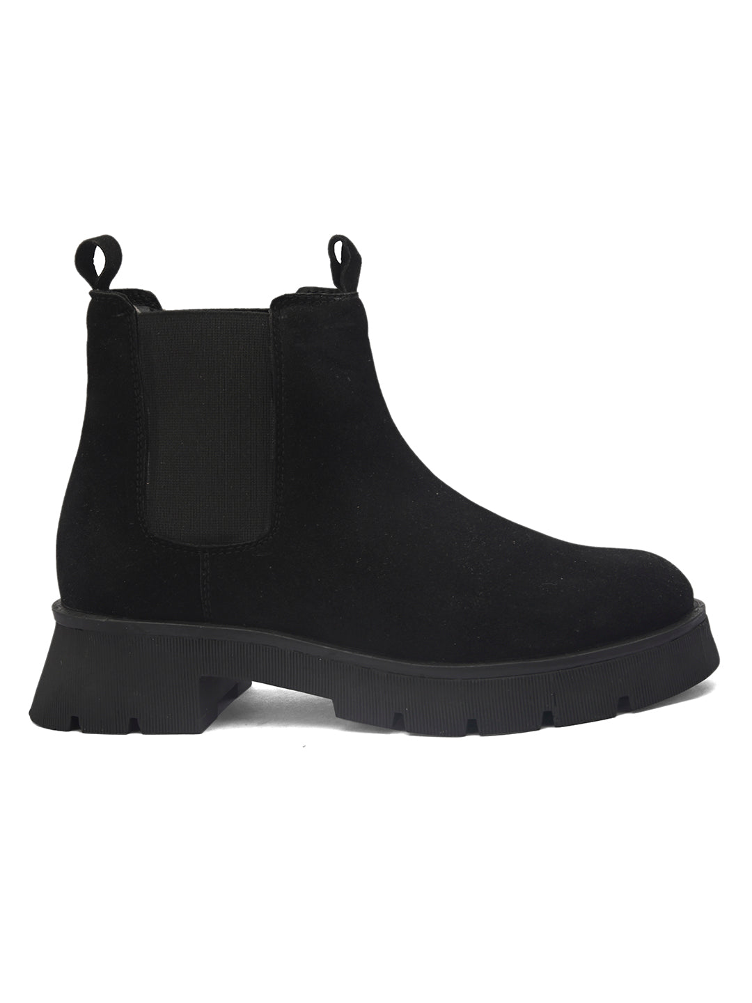 Black Chelsea Slip-On Boots For Women