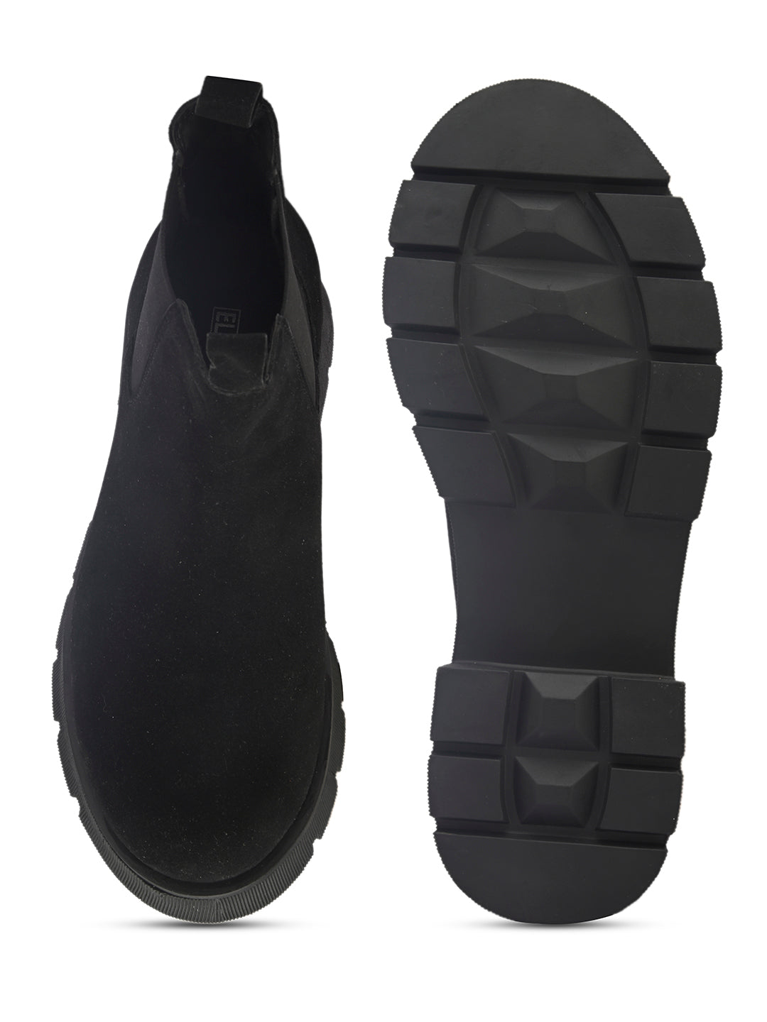 Black Chelsea Slip-On Boots For Women