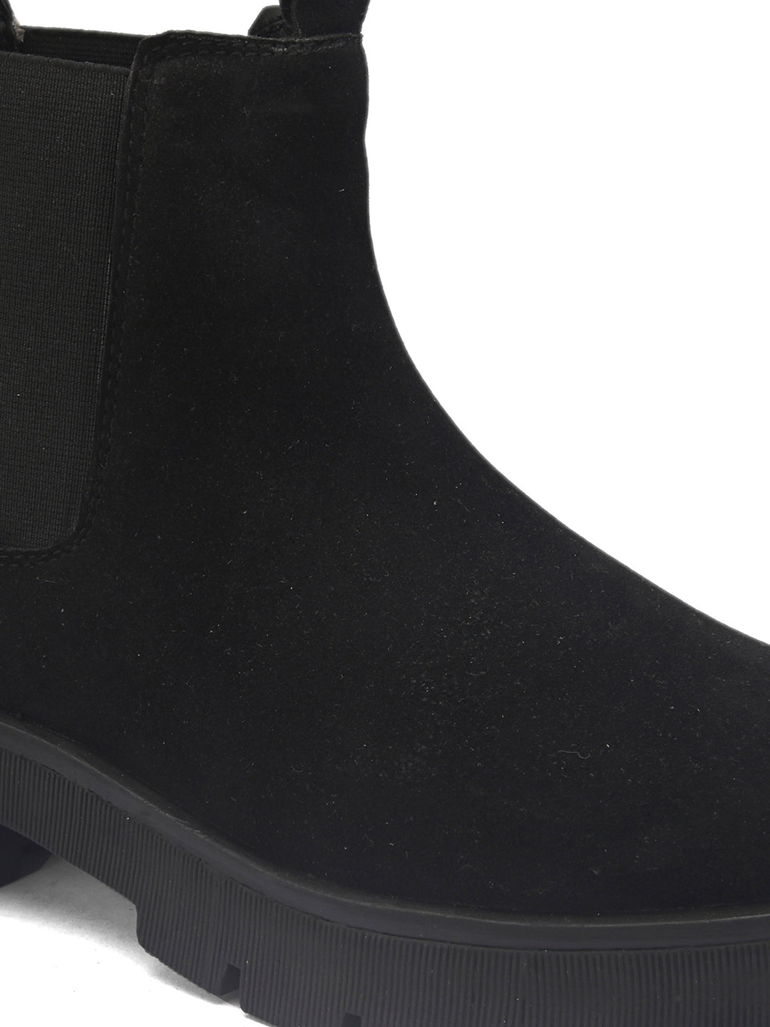Black Chelsea Slip-On Boots For Women