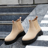 Cream Chelsea Slip-On Boots For Women