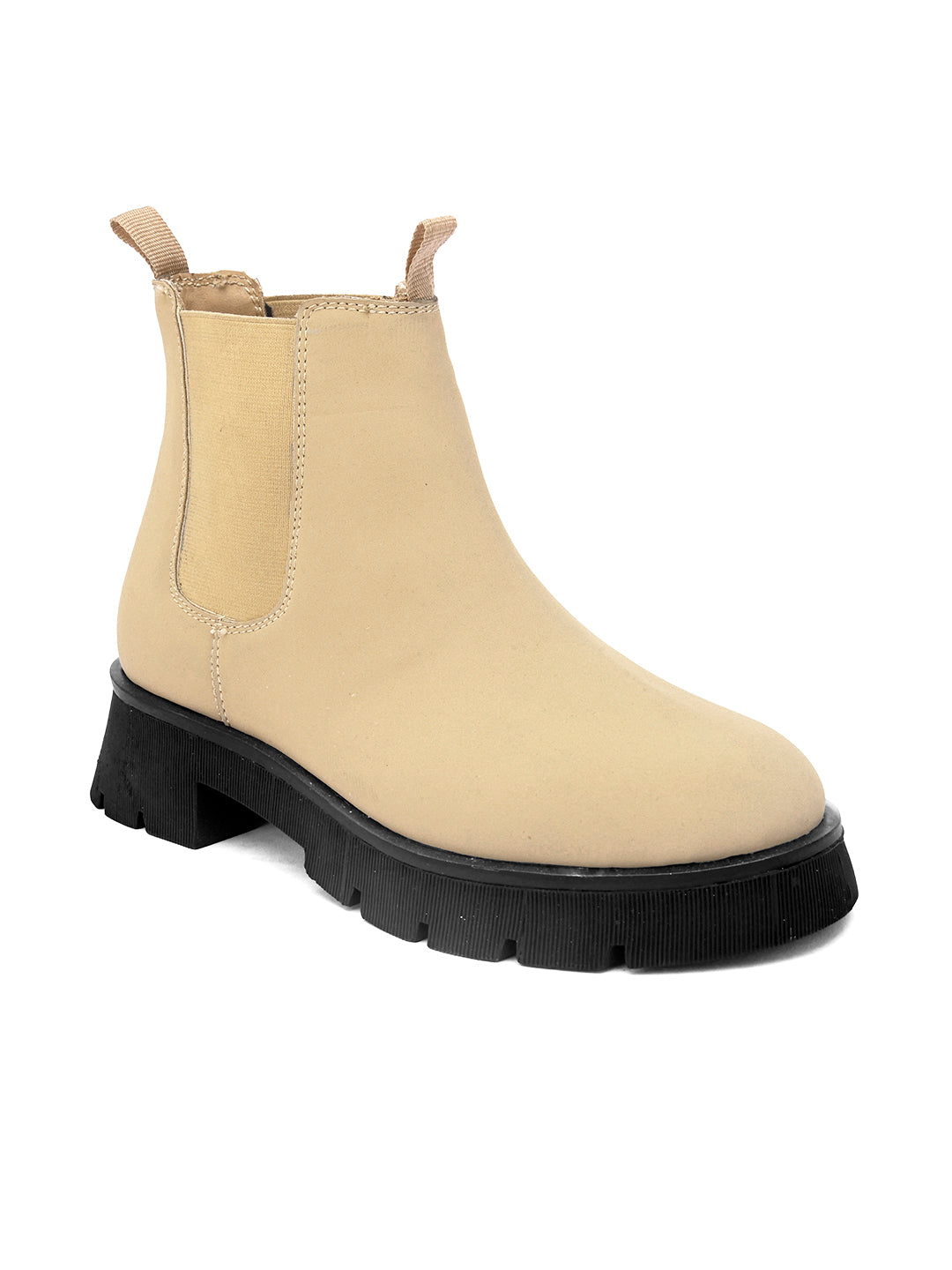Cream Chelsea Slip-On Boots For Women