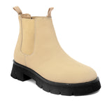 Cream Chelsea Slip-On Boots For Women