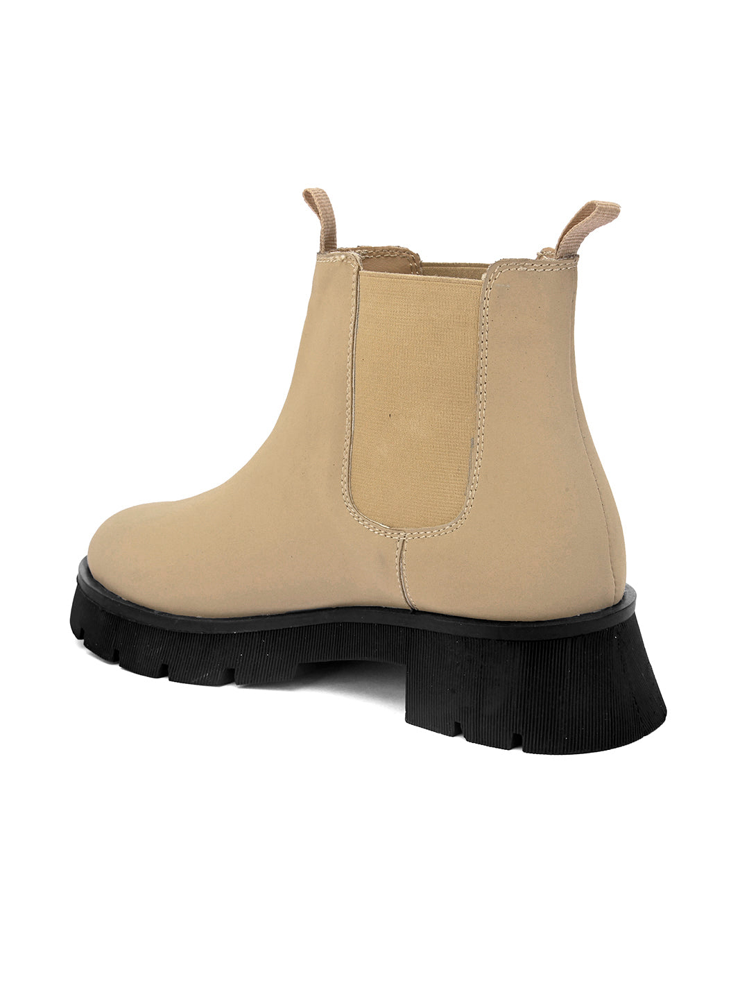 Cream Chelsea Slip-On Boots For Women