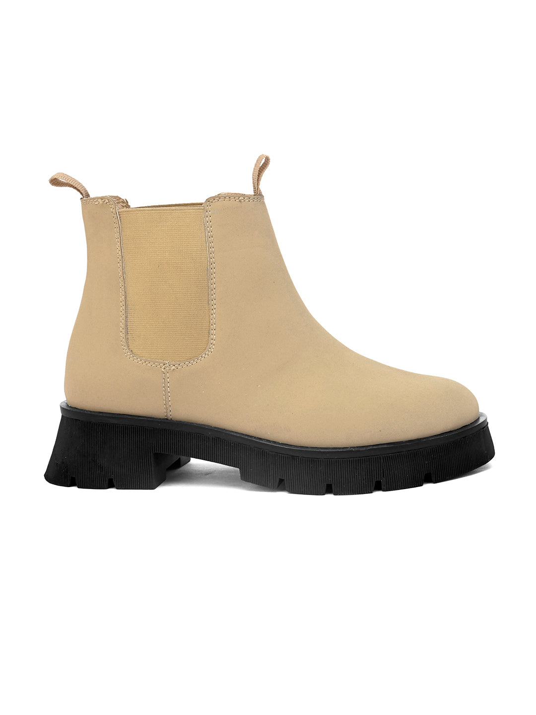 Cream Chelsea Slip-On Boots For Women