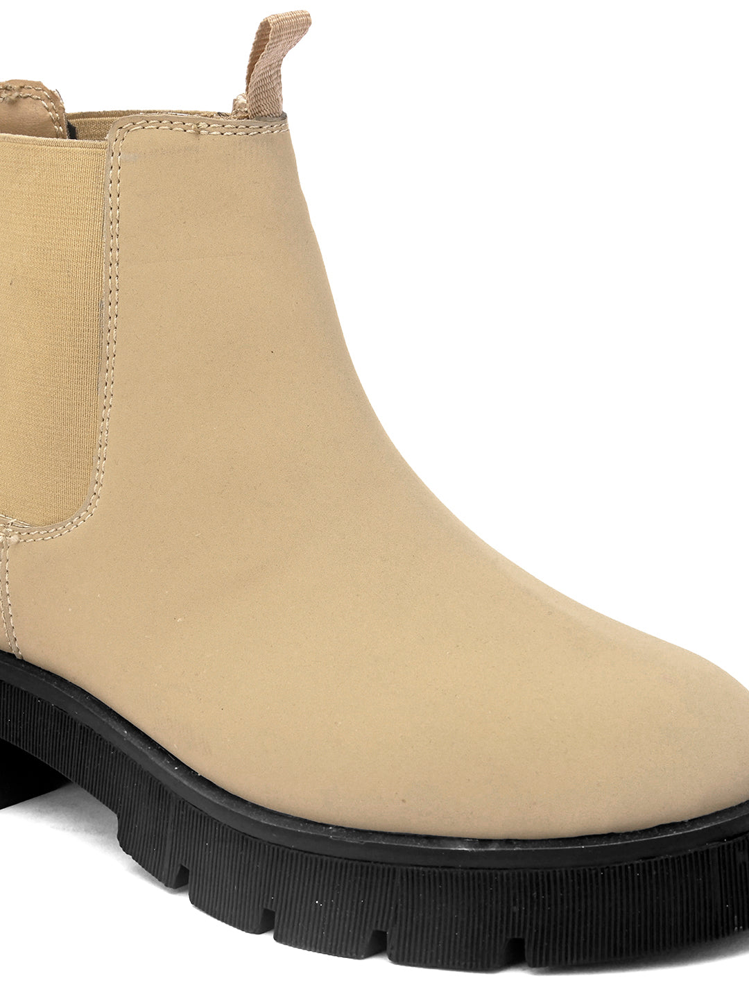 Cream Chelsea Slip-On Boots For Women