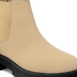 Cream Chelsea Slip-On Boots For Women