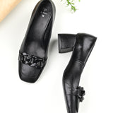 Classic Black Block Heel Sandal For Women