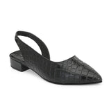 Black Textured Block Heel For Women