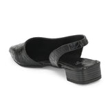 Black Textured Block Heel For Women