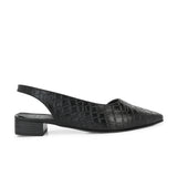 Black Textured Block Heel For Women