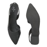Black Textured Block Heel For Women