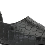 Black Textured Block Heel For Women