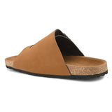 Men's casual Tan sandals with slip-on style and buckle strap