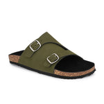 Men's casual Olive sandals with slip-on style and buckle strap
