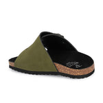 Men's casual Olive sandals with slip-on style and buckle strap