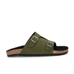 Men's casual Olive sandals with slip-on style and buckle strap
