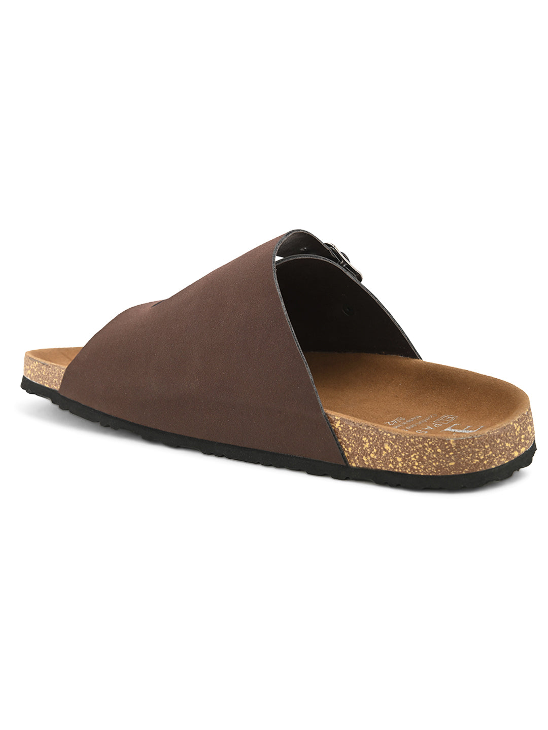 Men's casual Brown sandals with slip-on style and buckle strap