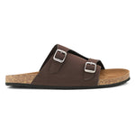 Men's casual Brown sandals with slip-on style and buckle strap