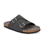Men's casual Black sandals with slip-on style and buckle strap
