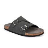 Men's casual Black sandals with slip-on style and buckle strap