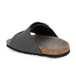 Men's casual Black sandals with slip-on style and buckle strap
