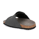 Men's casual Black sandals with slip-on style and buckle strap