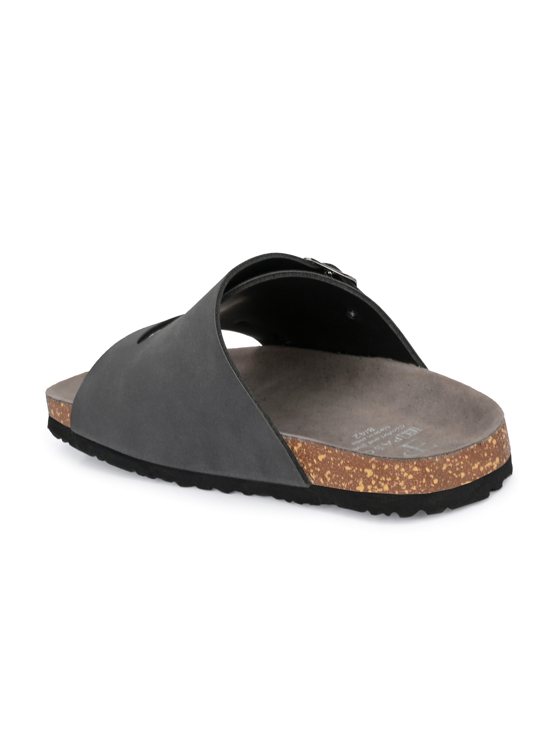 Men's casual Black sandals with slip-on style and buckle strap