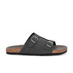 Men's casual Black sandals with slip-on style and buckle strap