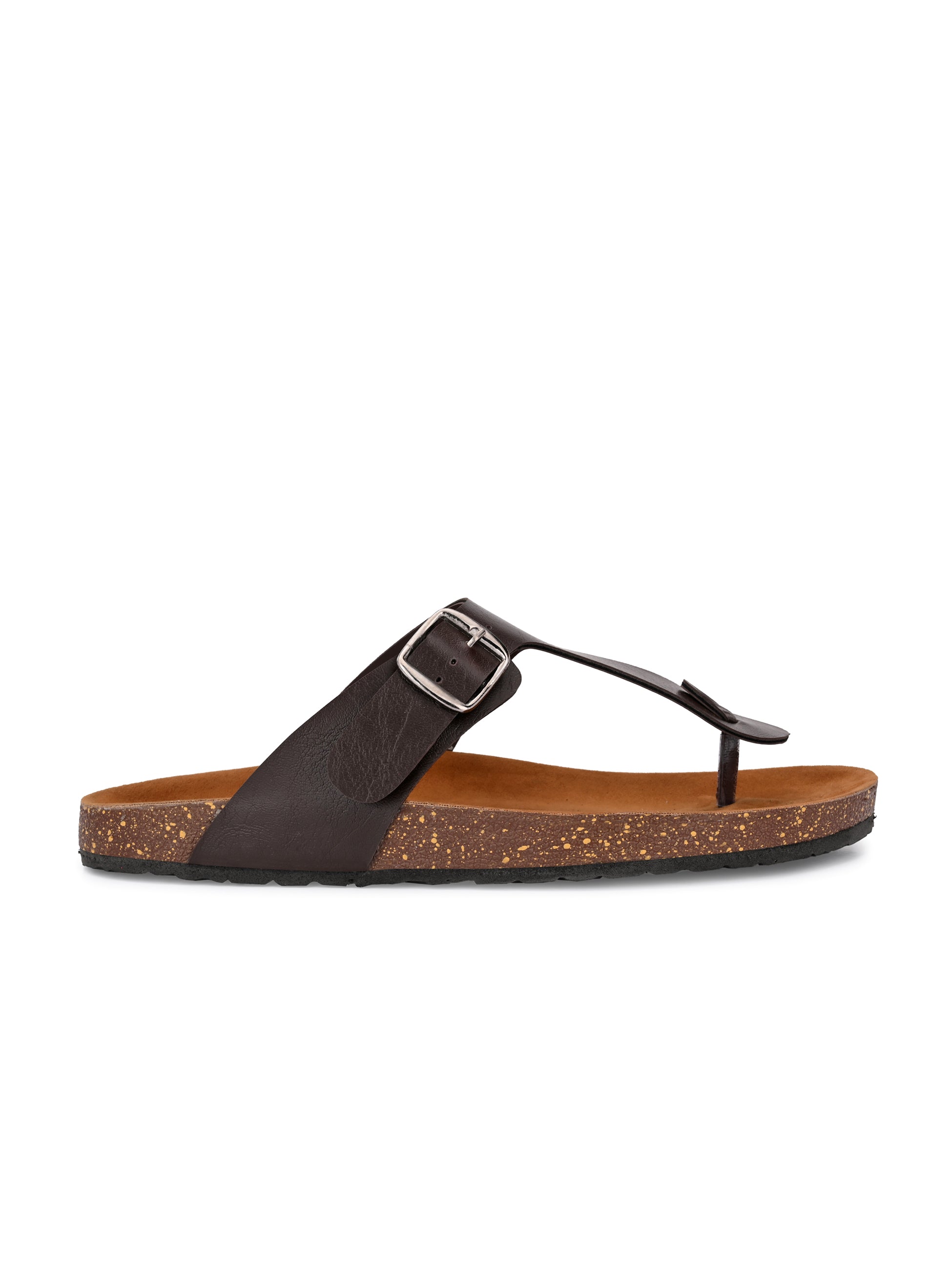 Brown Men's casual slip-on footbed sandal