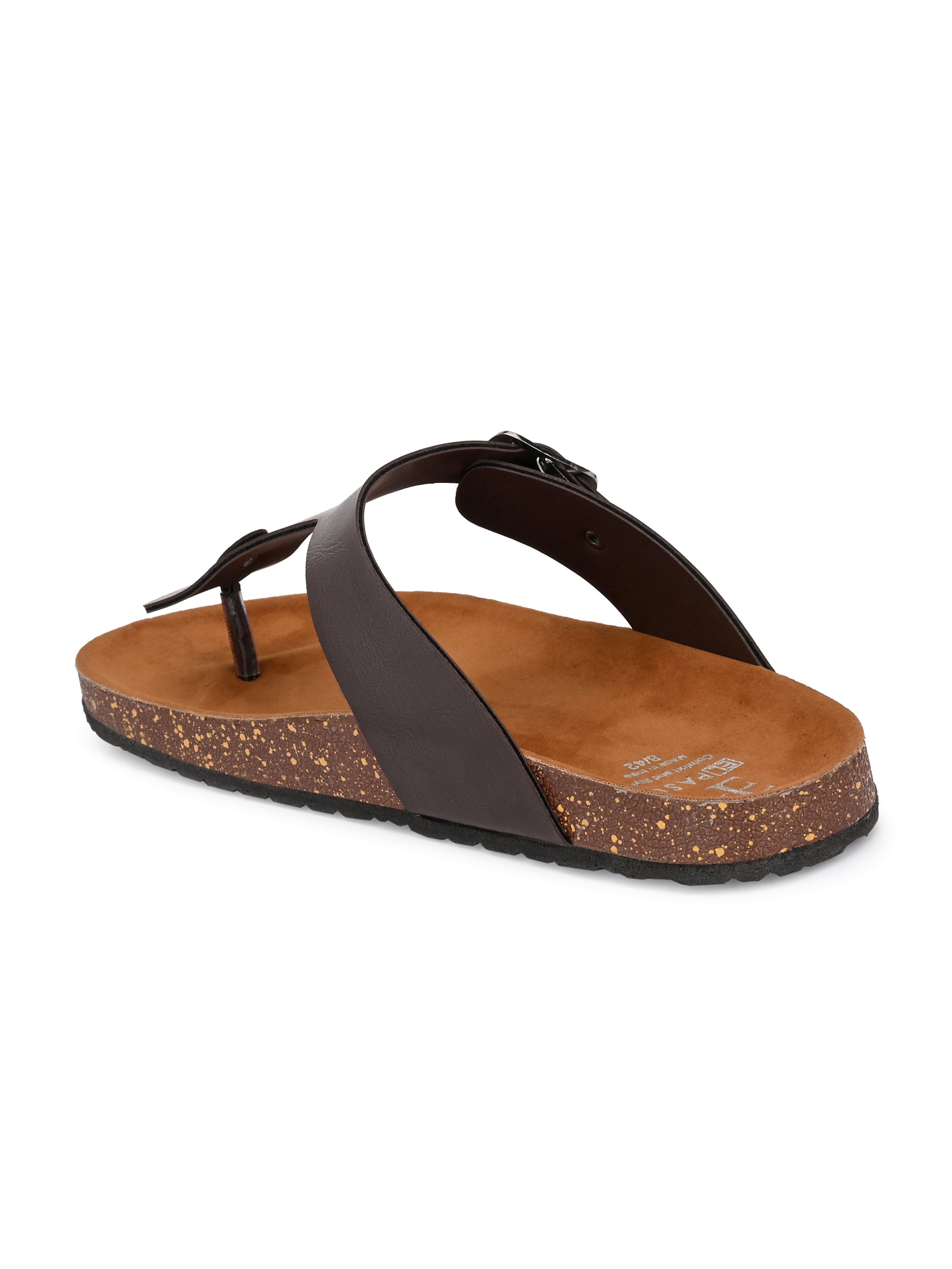 Brown Men's casual slip-on footbed sandal
